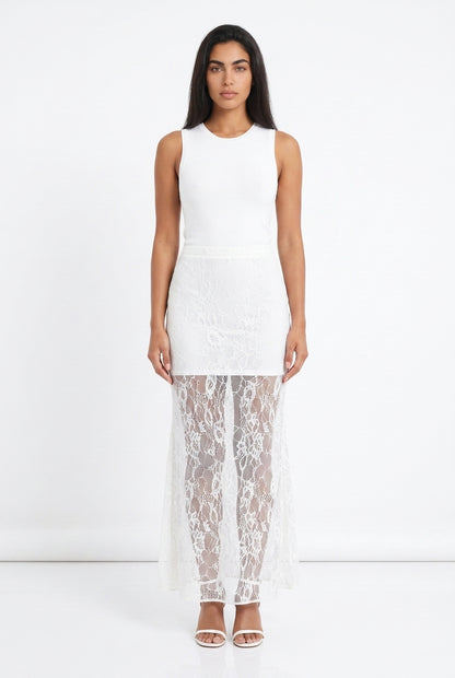 Lace Maxi Skirt – Sheer Fishtail Floor Length Slim Fit