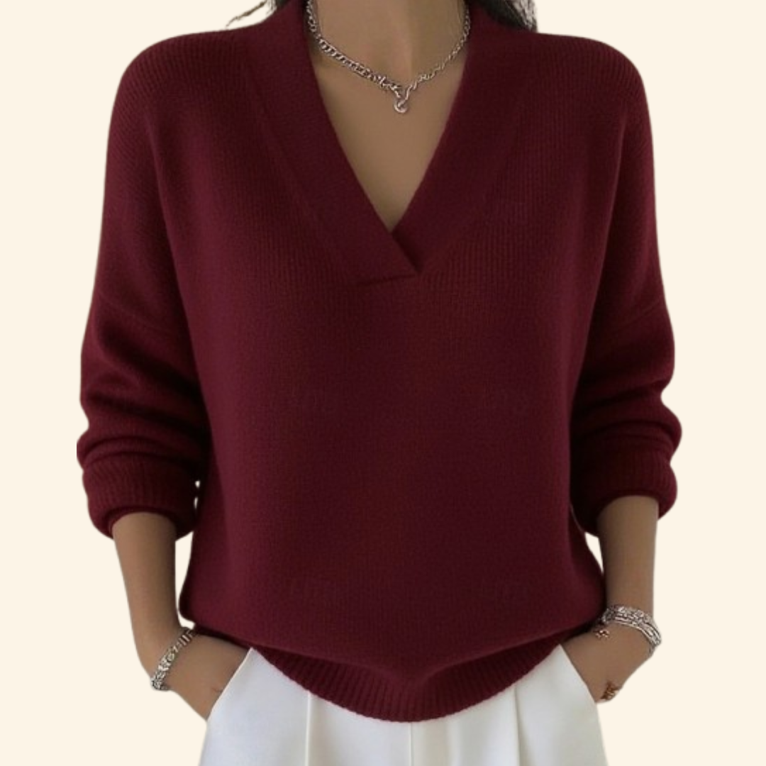 Women's V-Neck Jumper – Soft Knit Pullover