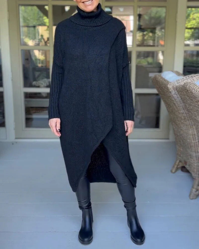 Women's Roll Neck Asymmetric Jumper Dress