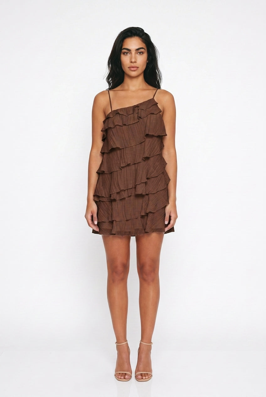 Women's Tiered Ruffle Mini Dress – Strappy Summer Party