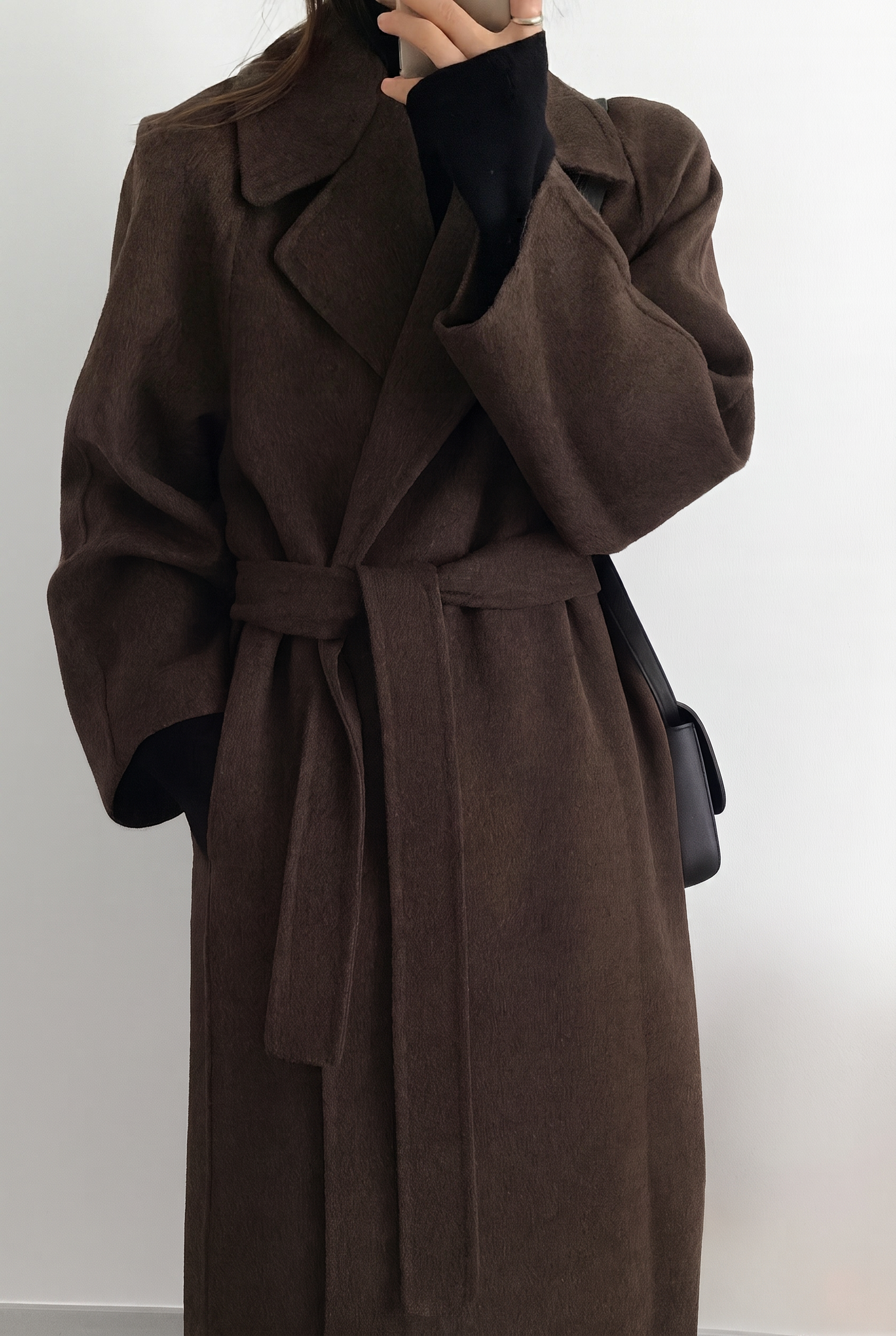 Women's Wool-Blend Belted Coat – Longline
