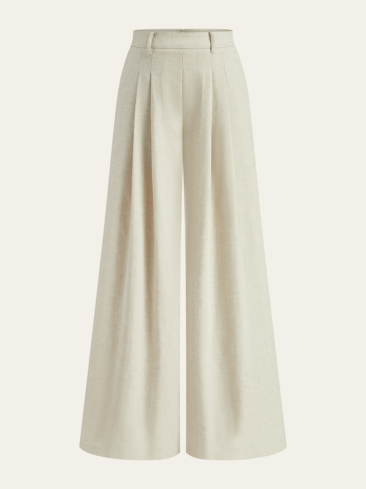 Women's Wide Leg Linen-Blend Trousers – High-Waist Pleated