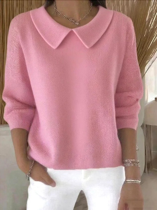 Women's Peter Pan Collar Knit Jumper – Relaxed Fit Pullover