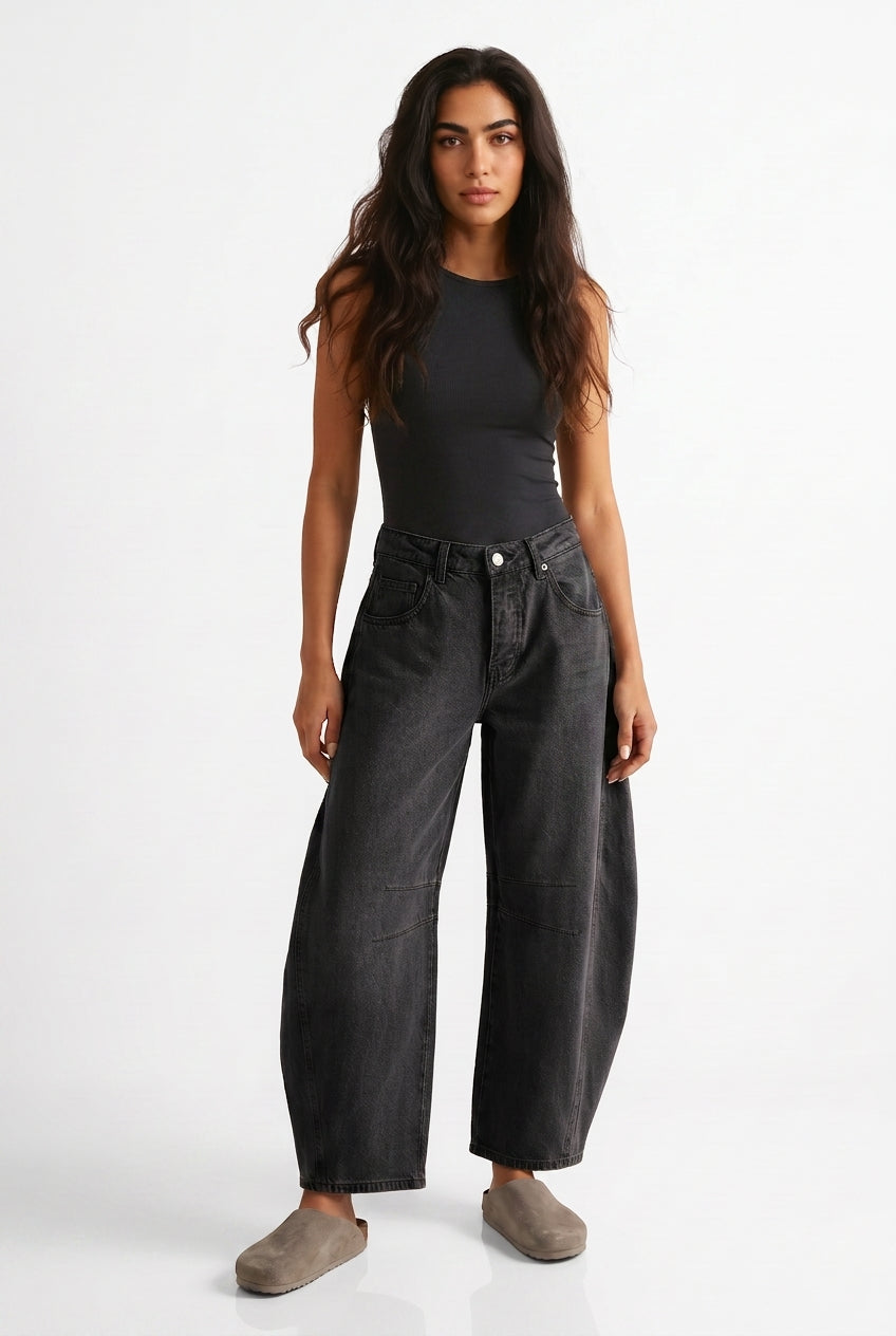 Women's Barrel Leg Jeans – High Waist Relaxed Fit