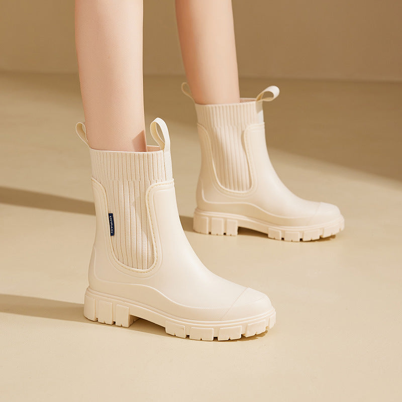Women's Chunky Chelsea Boots – Ribbed-Knit Ankle Boots