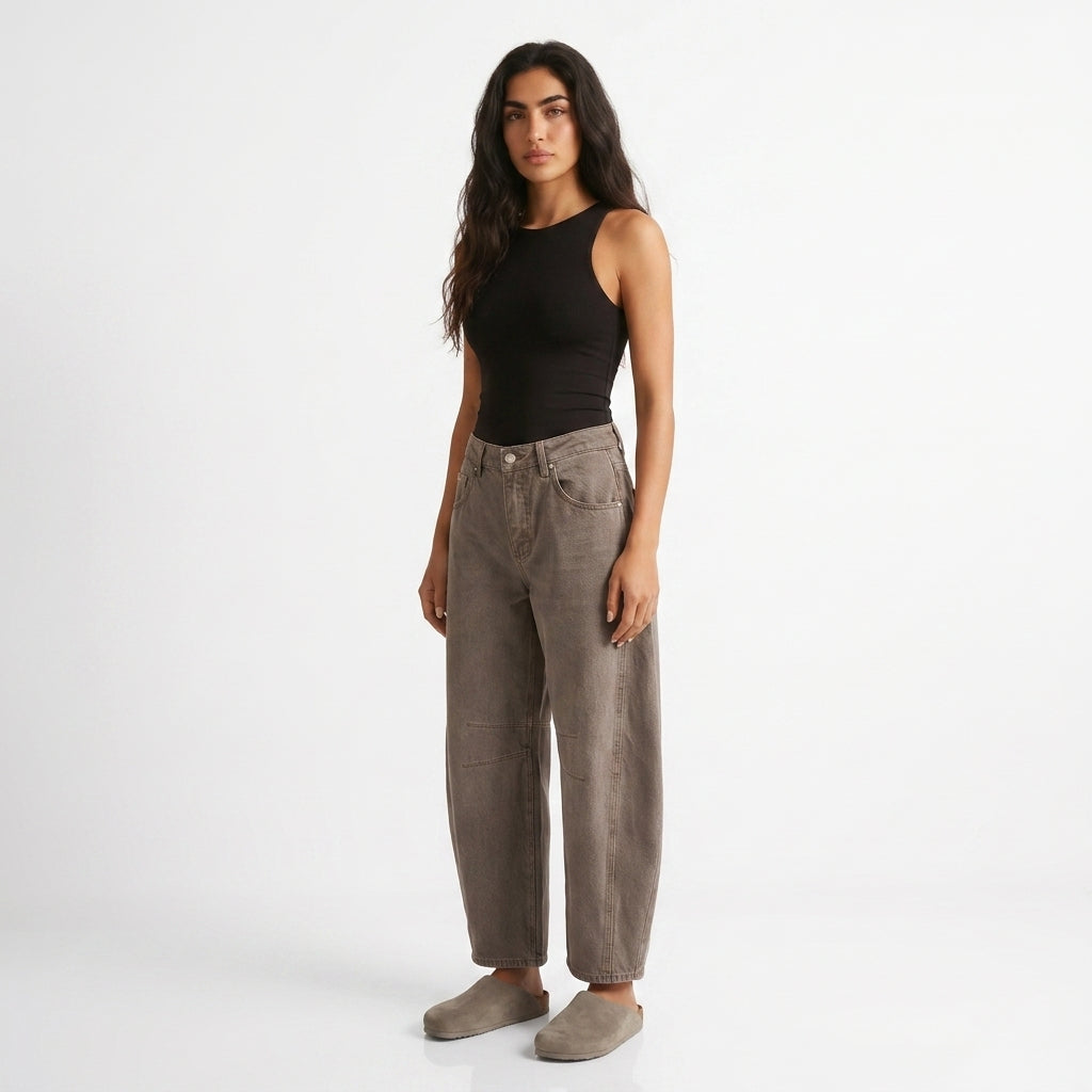 Women's Barrel Leg Jeans – High Waist Relaxed Fit