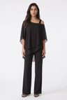 Women's Chiffon Trouser Suit – Layered Top & Wide Leg Trousers