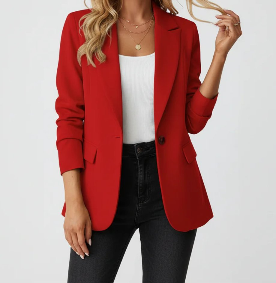 Women's Tailored Blazer – Single Breasted Notch Lapel Blazer Jacket