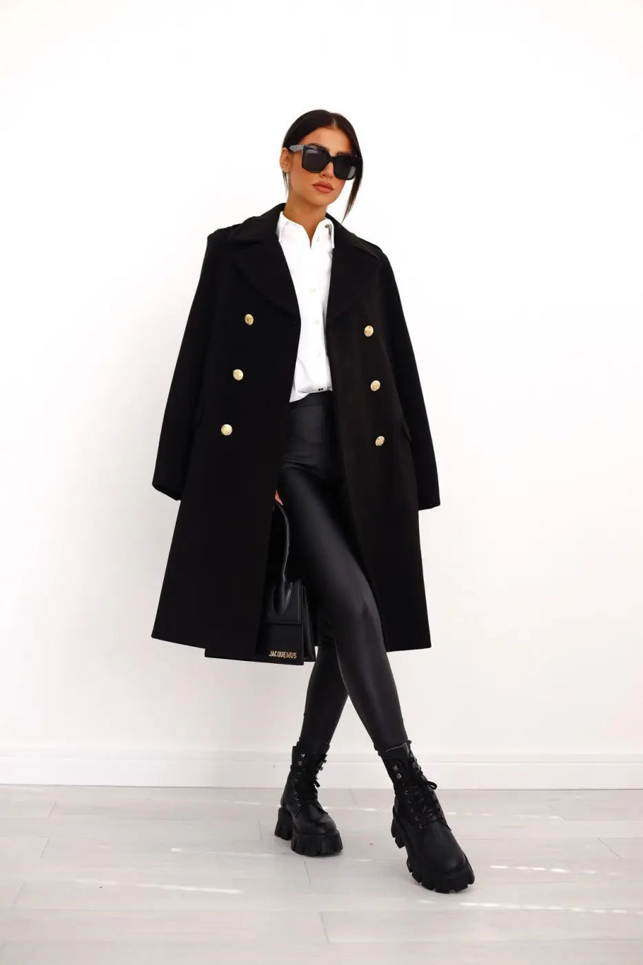 Women's Double-Breasted Wool Coat – Tailored Longline Winter Coat