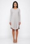 Women's Ribbed Jumper Dress - Long Sleeve, Swing Hem, Knitted