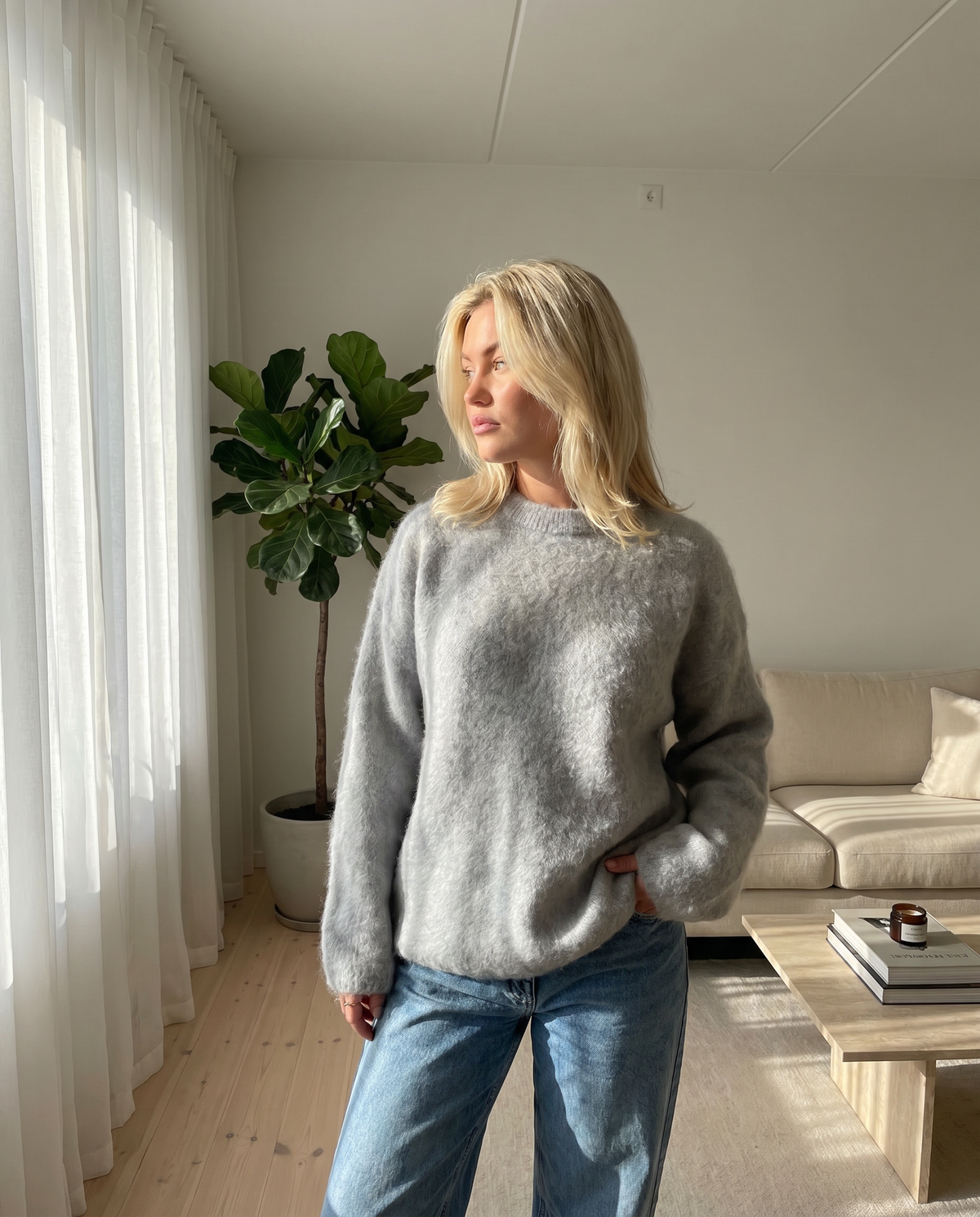 Women's Grey Oversized Mohair Jumper – Cosy Knit