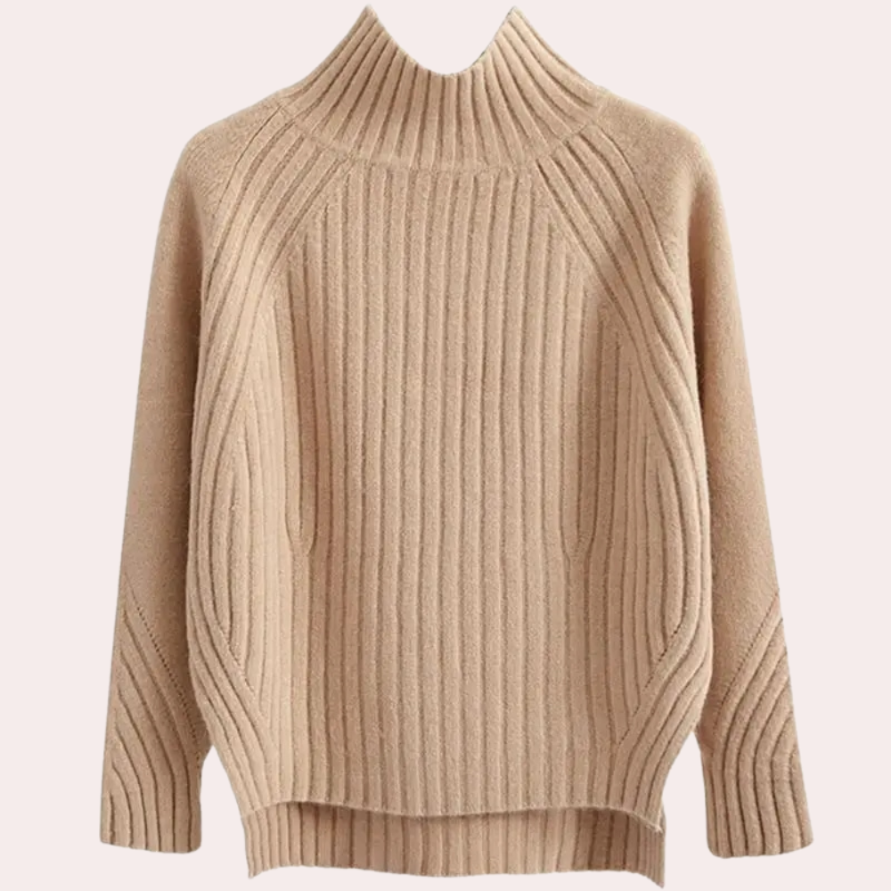 Women's Ribbed Knit Jumper – Mock Neck
