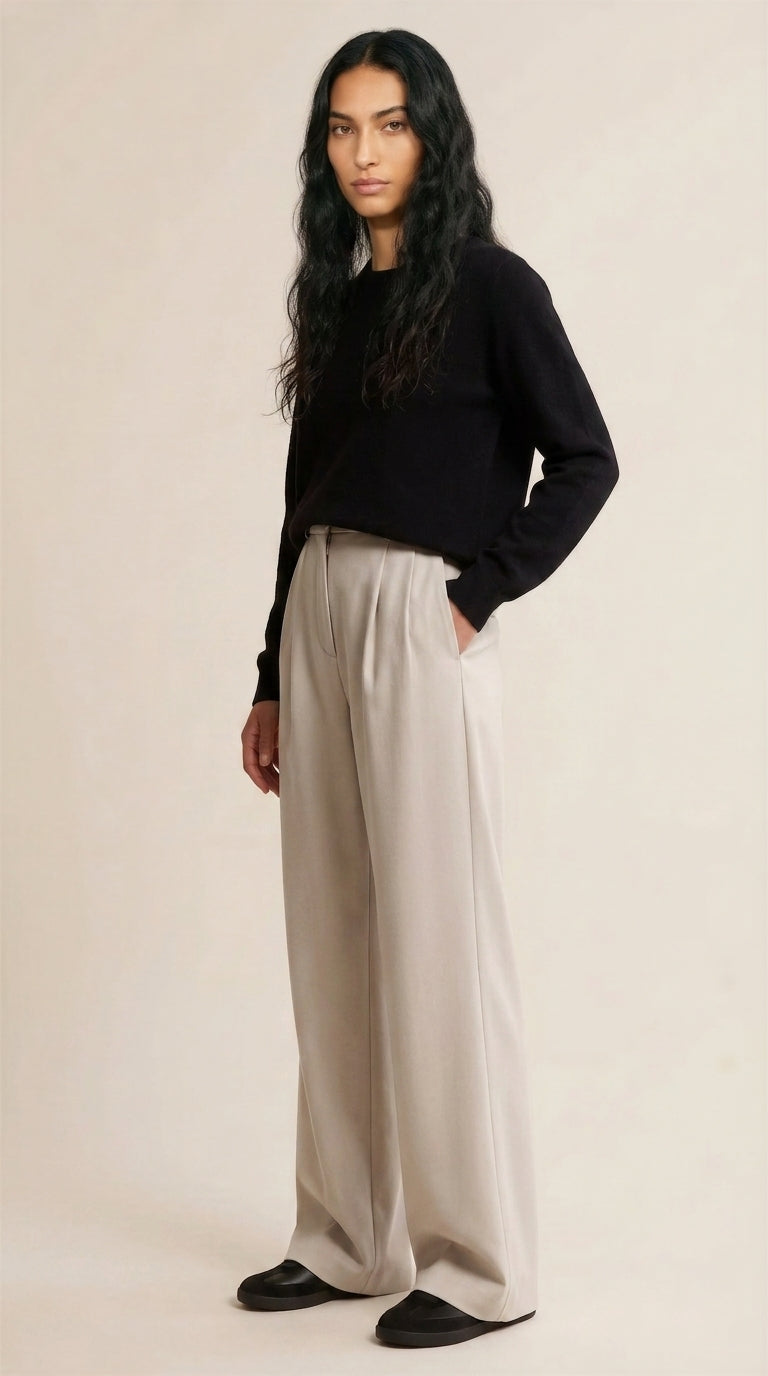 Women's Wide Leg Trousers – Pleated High-Waist Tailored