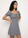 Women's Ditsy Floral Mini Dress – Square Neck Puff Sleeve