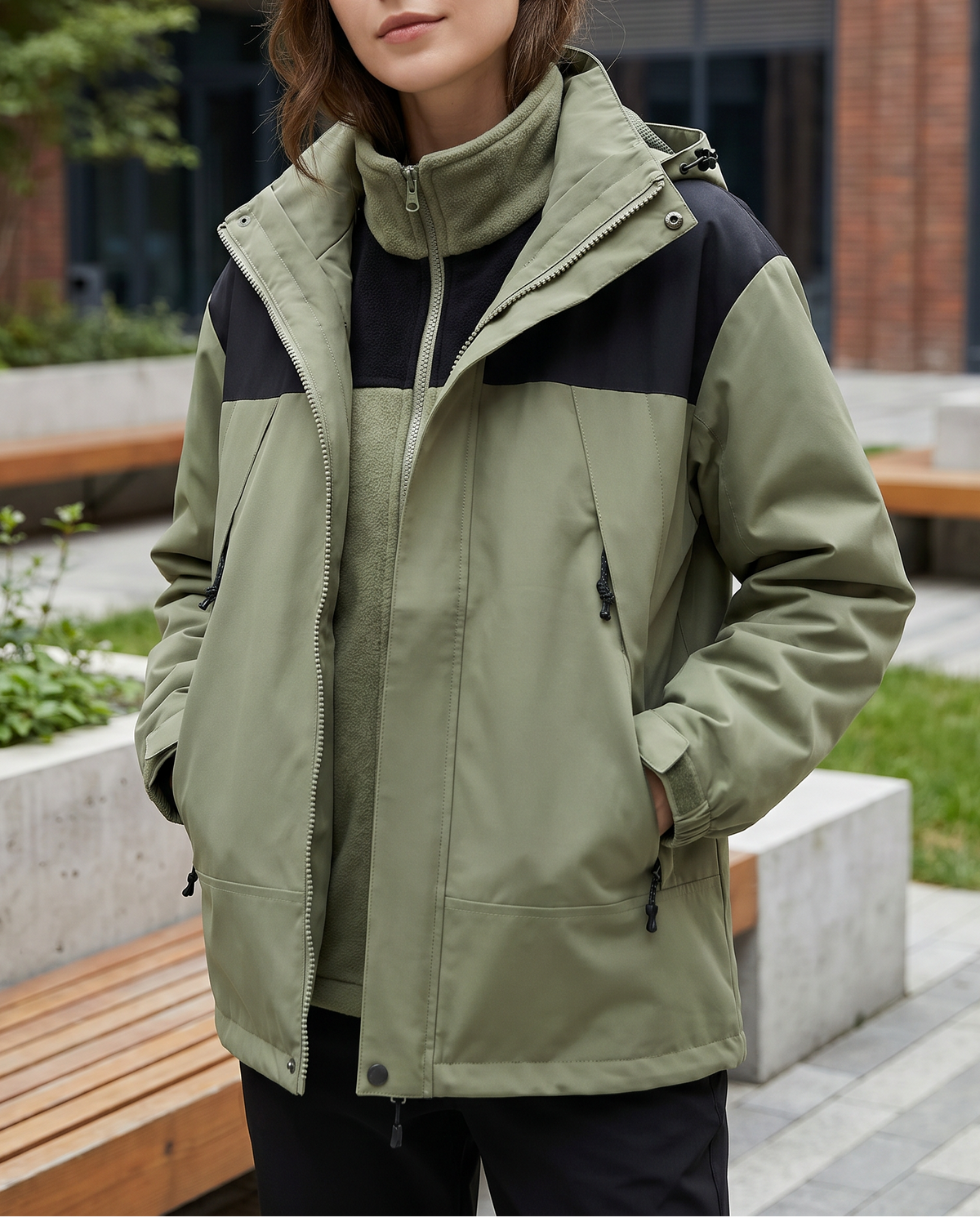 Women's 3-in-1 Fleece Winter Jacket – Waterproof Hooded Coat