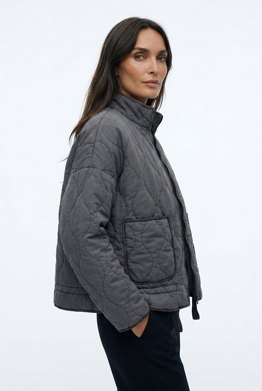 Women's Quilted Puffer Jacket – High Collar Zip Up Coat