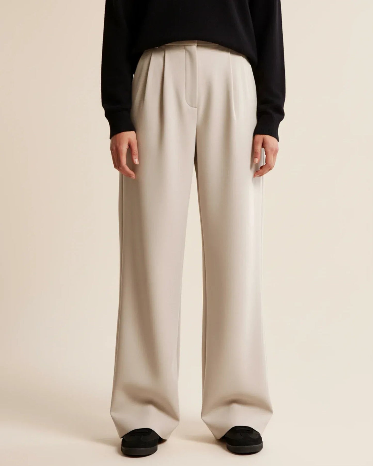 Women's Wide Leg Trousers – Pleated High-Waist Tailored