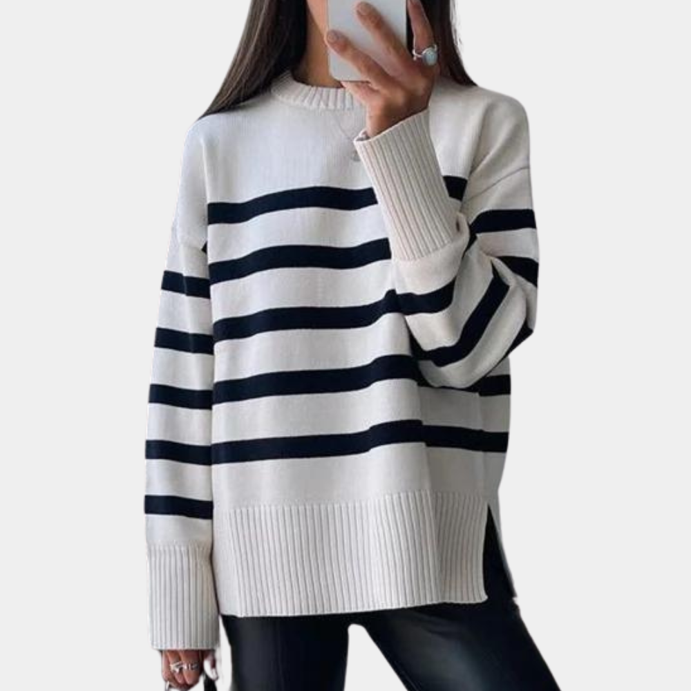Women's Striped Oversized Jumper – Ribbed Cuffs