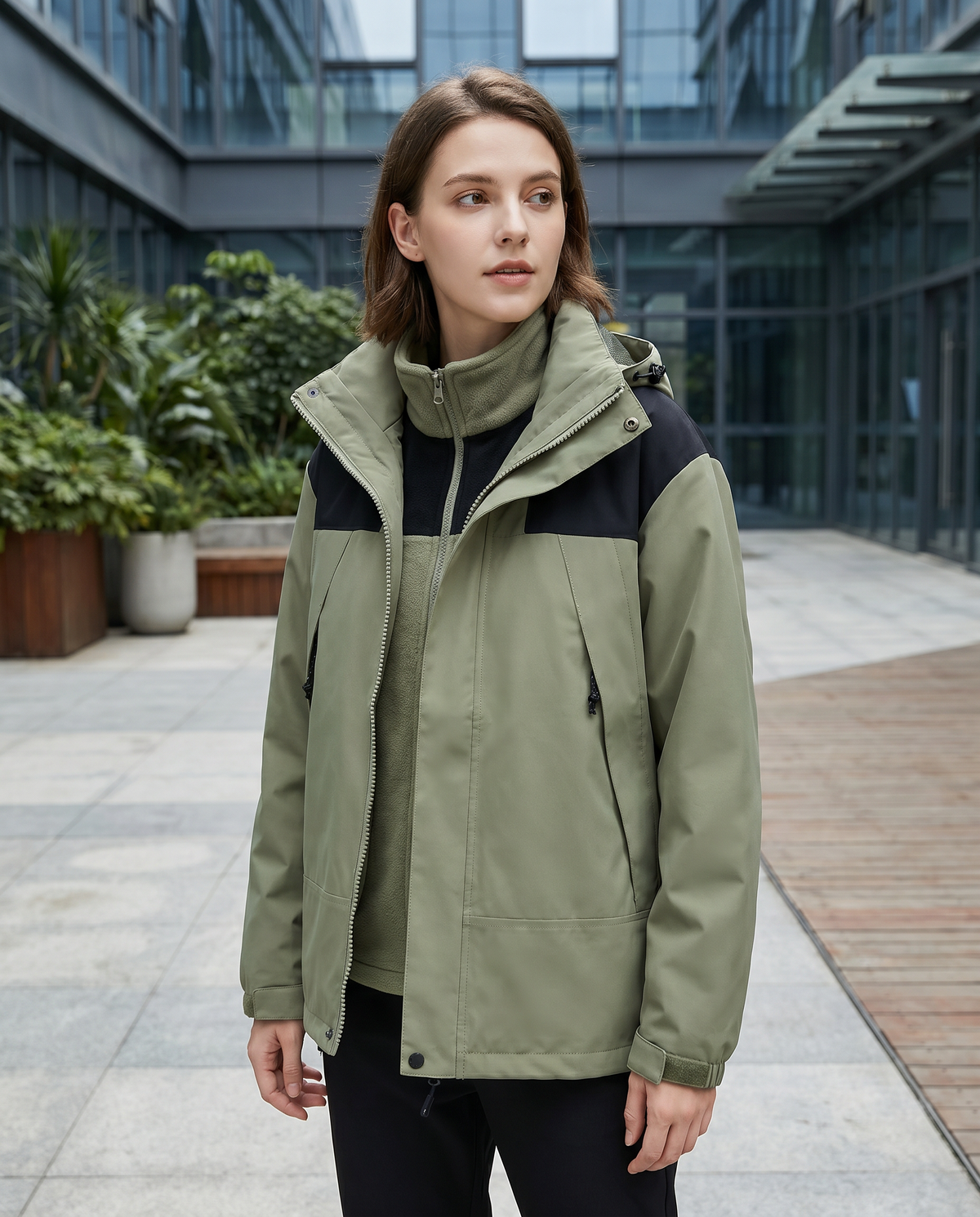 Women's 3-in-1 Fleece Winter Jacket – Waterproof Hooded Coat