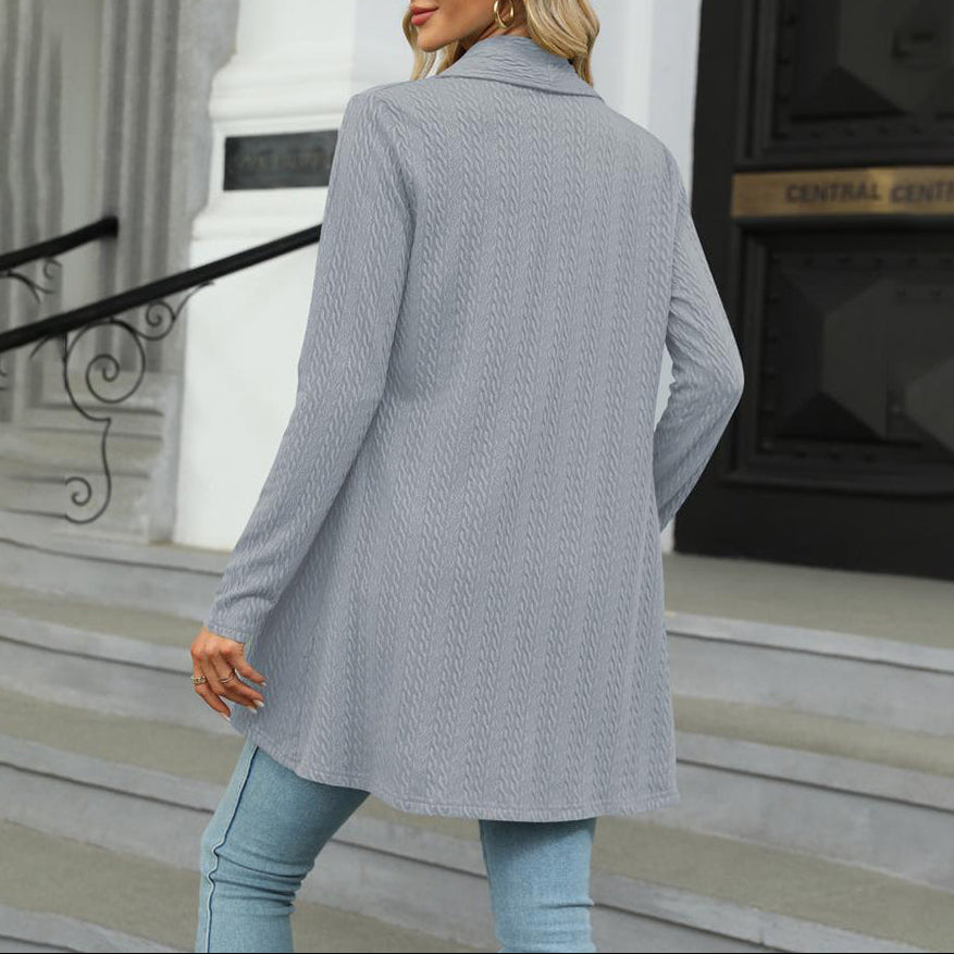 Women's Cable Knit Waterfall Cardigan – Open Front Layering Coat