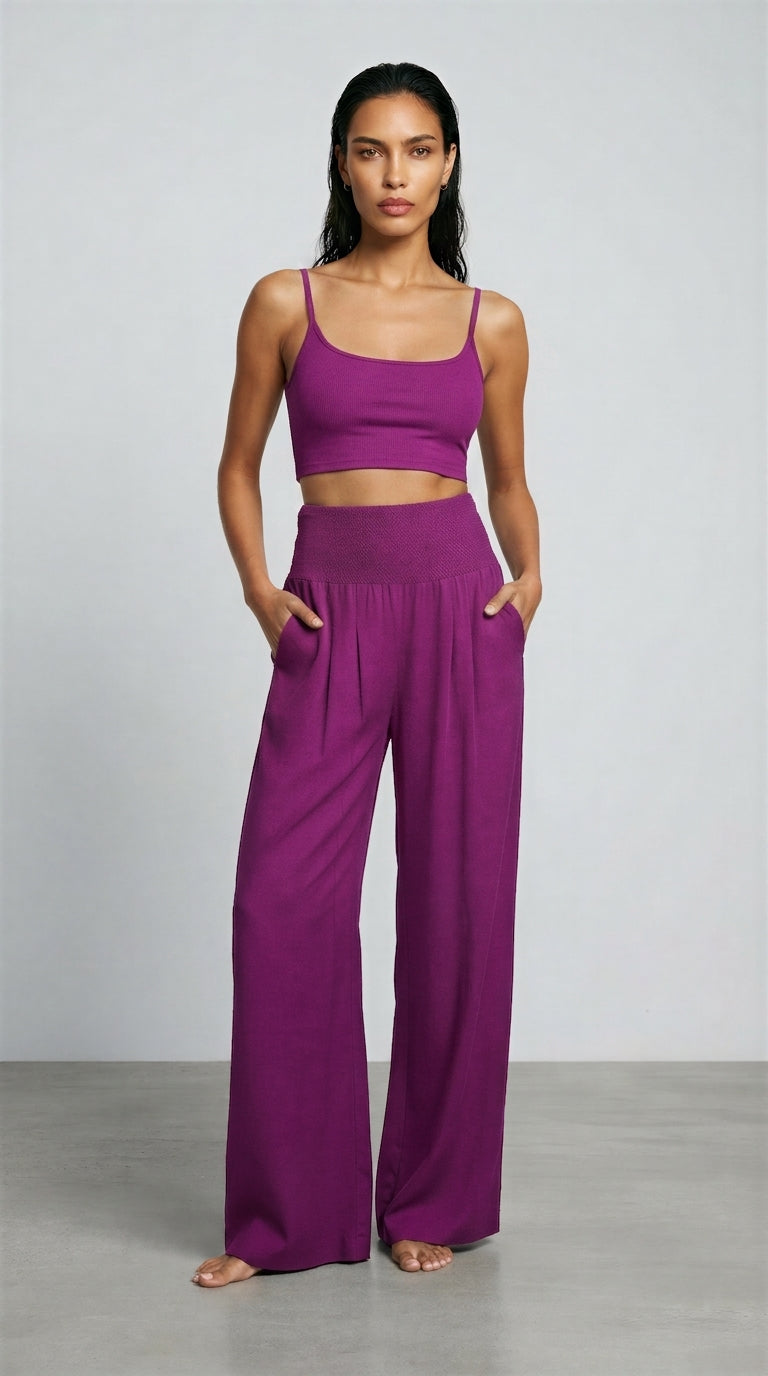 Women's Wide Leg Linen Trousers – High Waisted Palazzo Trousers