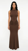 Bodycon Maxi Dress – Ruched Sleeveless Evening Dress