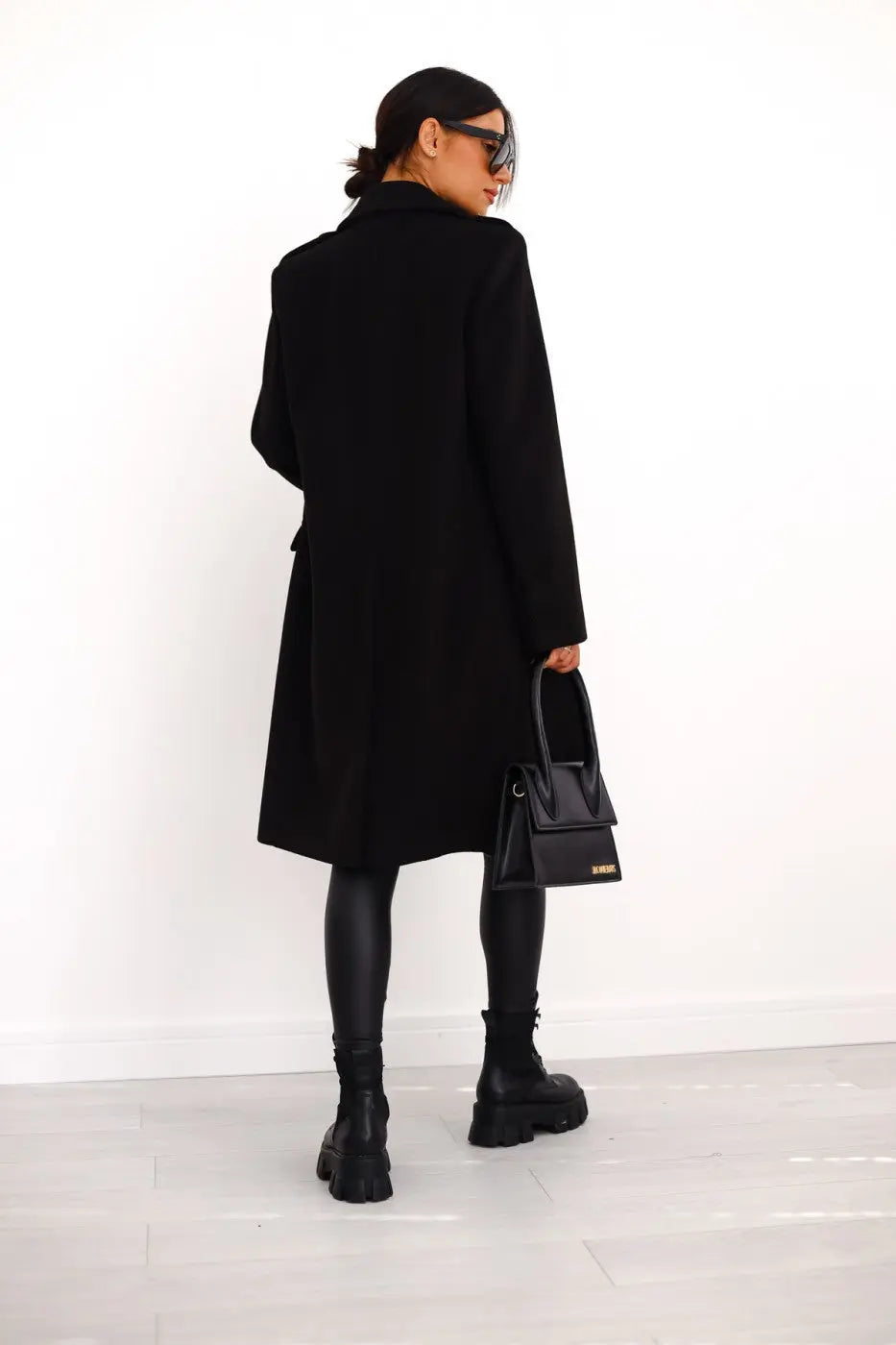 Women's Double-Breasted Wool Coat – Tailored Longline Winter Coat