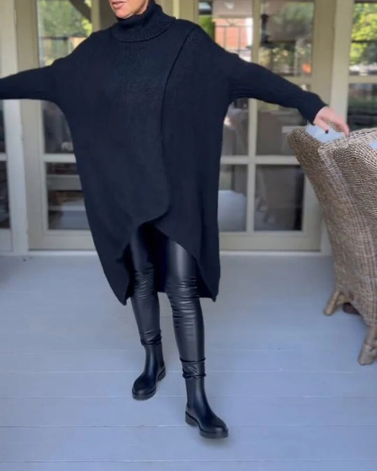 Women's Roll Neck Asymmetric Jumper Dress