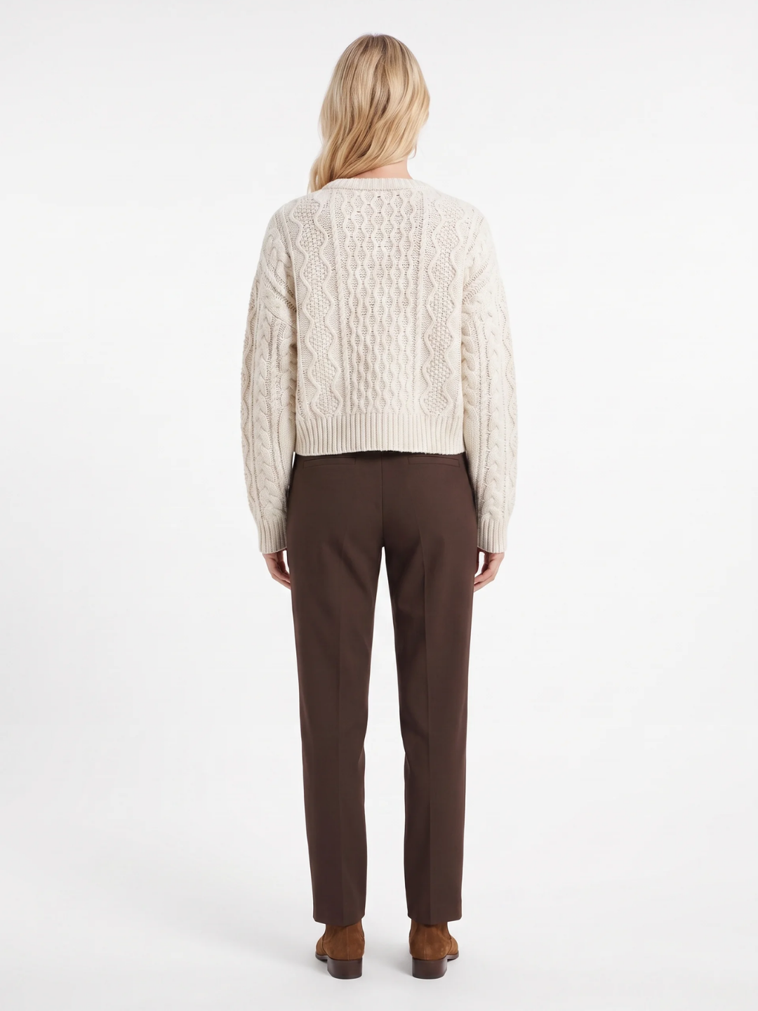 Women's Cable Knit Cropped Cardigan – Button Front Winter Knitwear