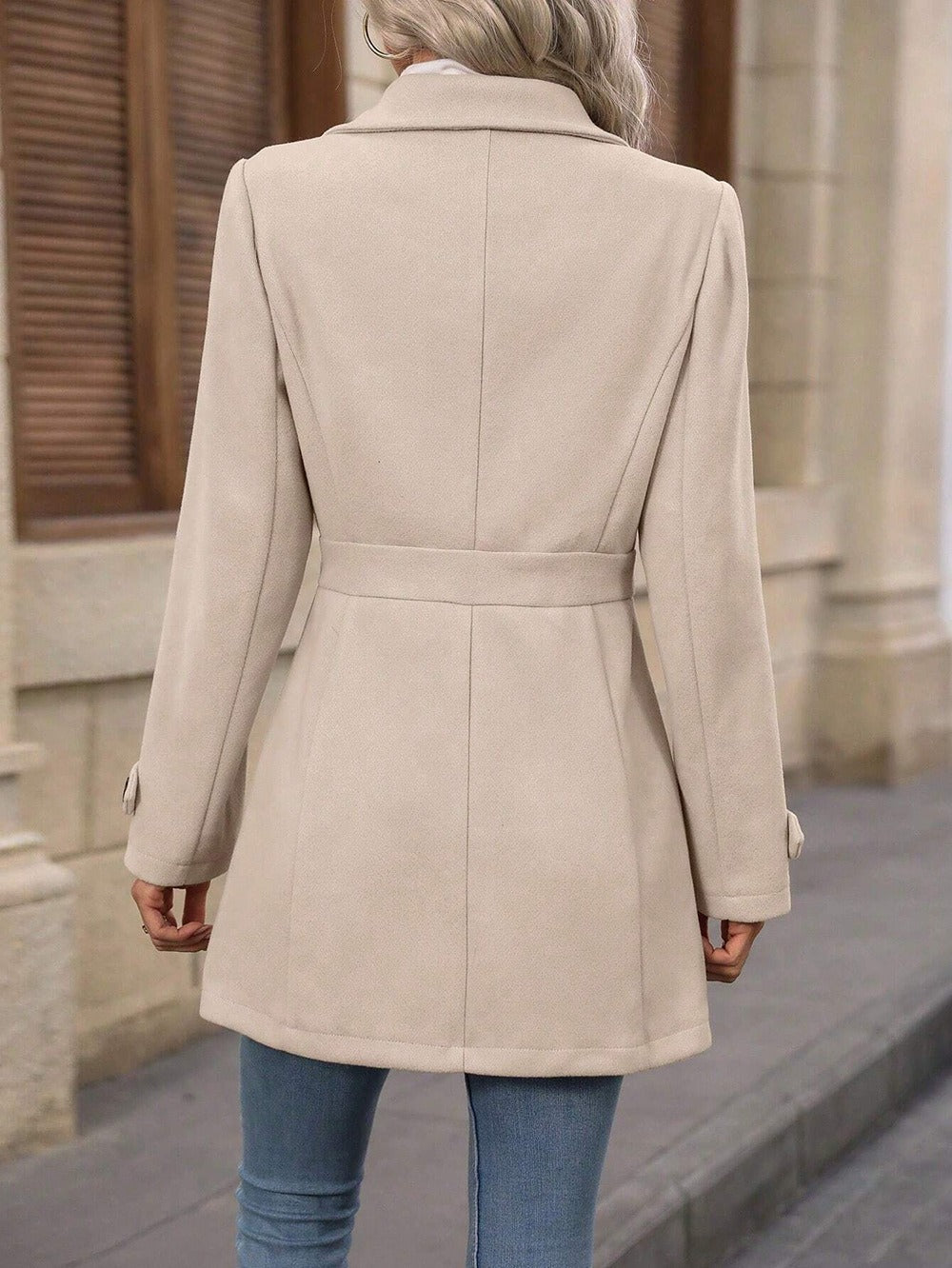 Women's Belted Trench Coat – Single-Breasted Collared Autumn Coat