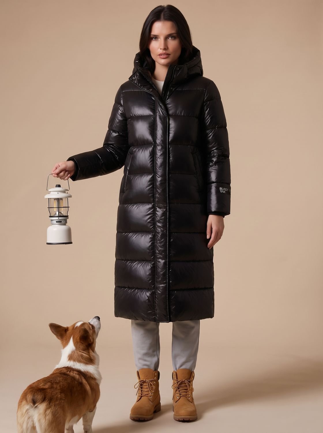 Women's Longline Quilted Puffer Jacket Black