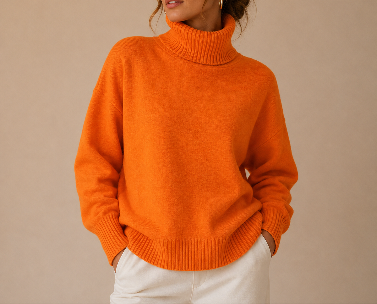 Women's Oversized Turtleneck Jumper – Knitted Top
