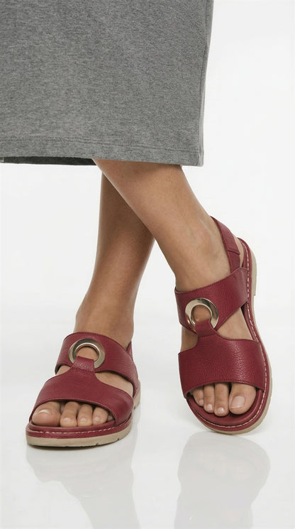 Women's Wedge Sandals – Buckle Detail, Cut-Out Slip-On Mules