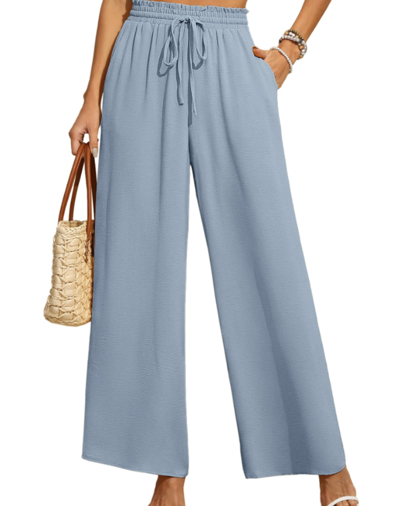 Women's Wide Leg Trousers – High Waist Drawstring