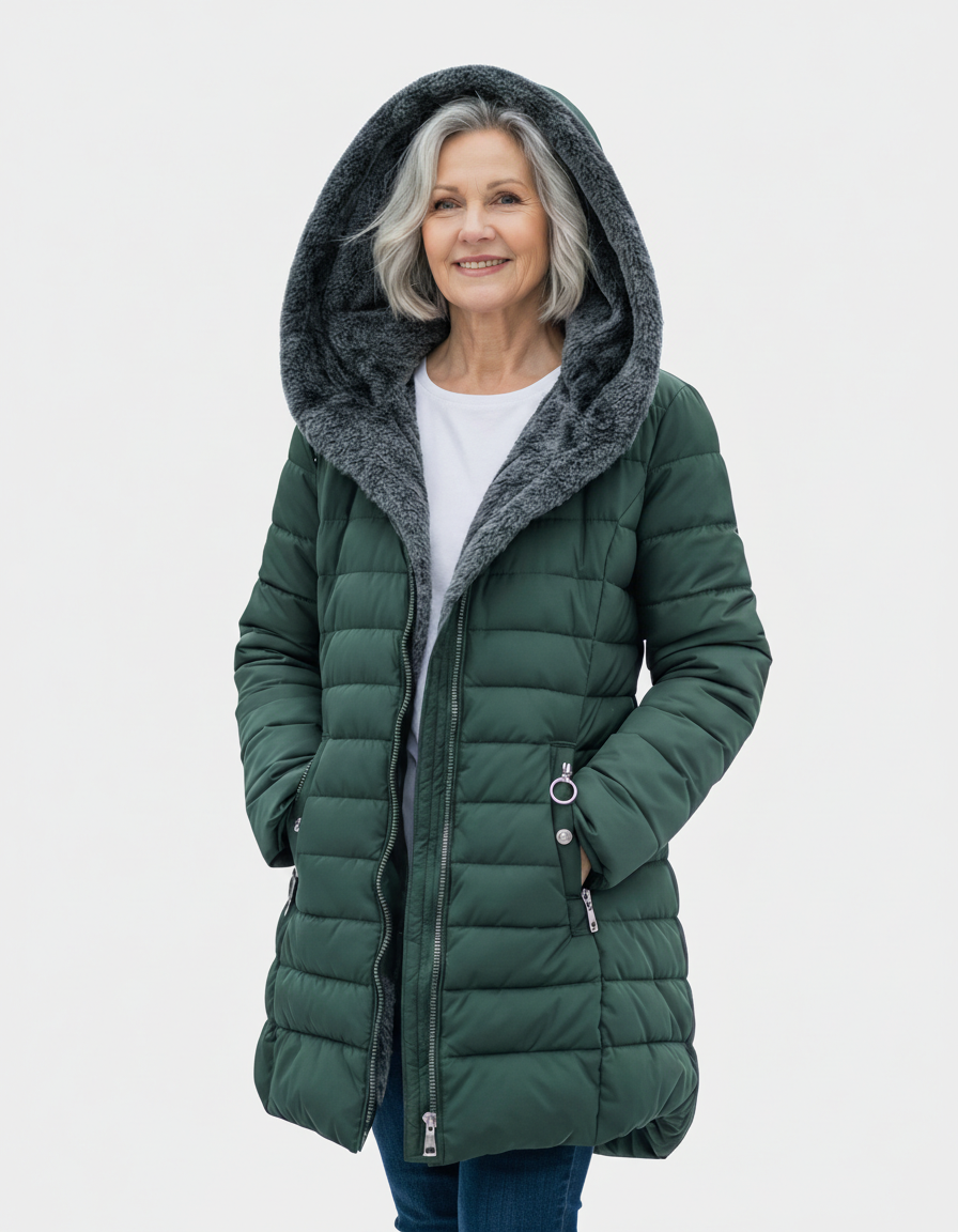 Women's Fleece-Lined Hooded Puffer Jacket – Cosy Winter Coat