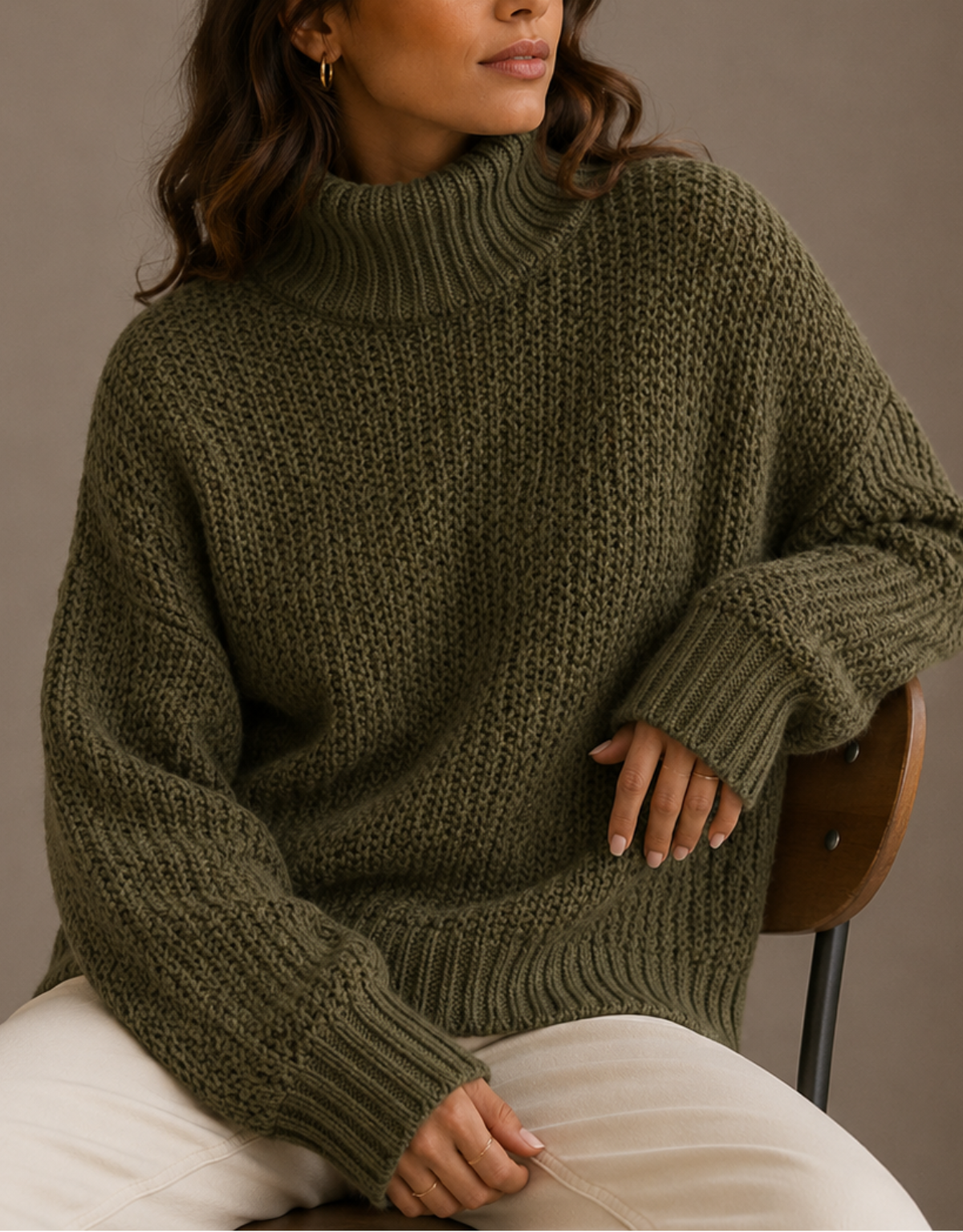 Women's Chunky Knit Turtleneck Jumper – Oversized Winter Sweater