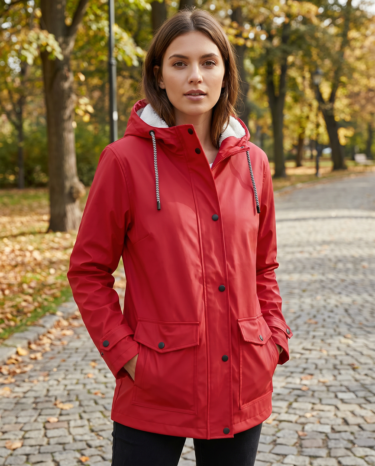 Women's Fleece-Lined Hooded Jacket – Waterproof Windproof Coat