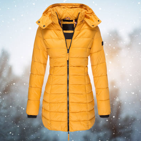 Women's Longline Quilted Puffer Coat Hooded – Yellow