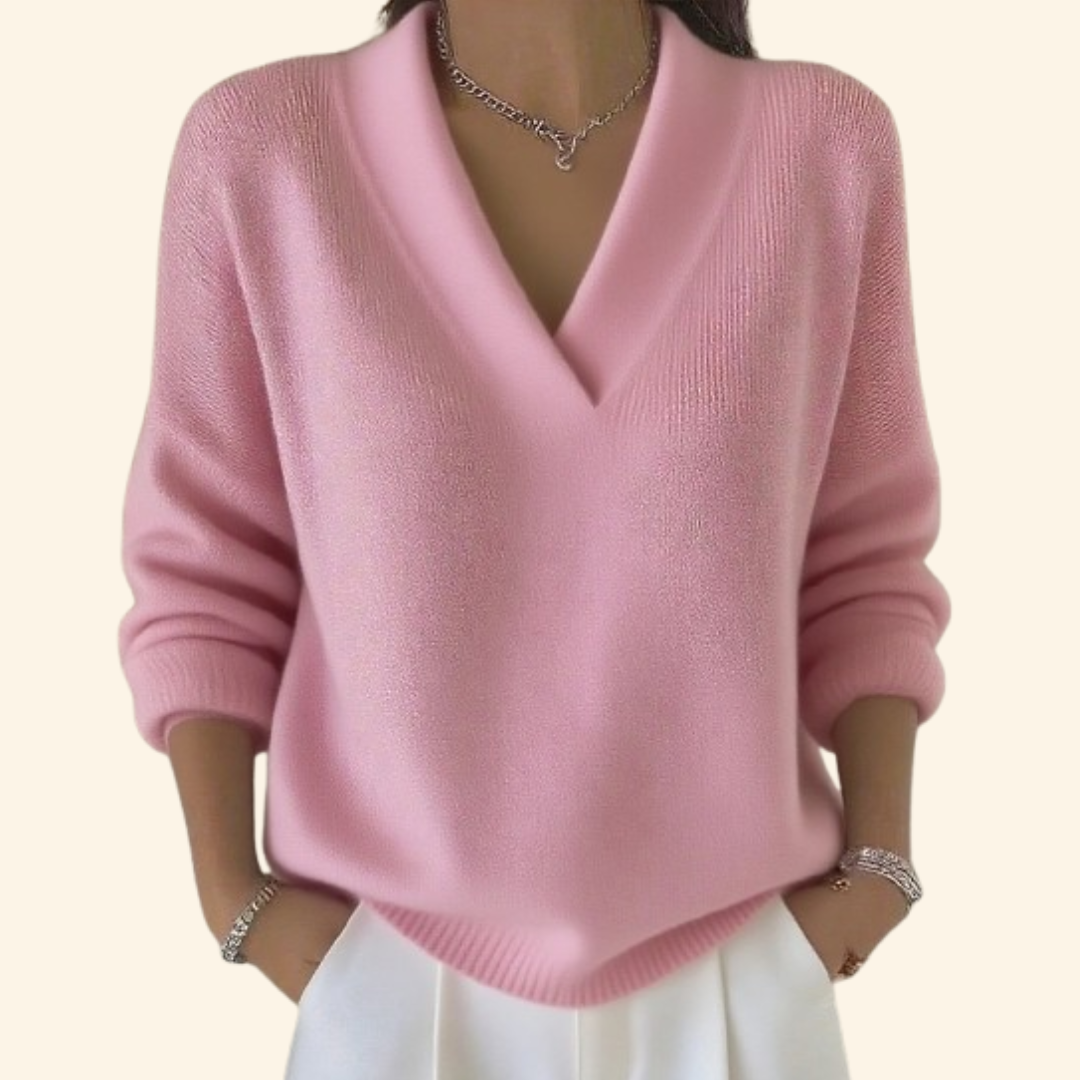 Women's V-Neck Jumper – Soft Knit Pullover