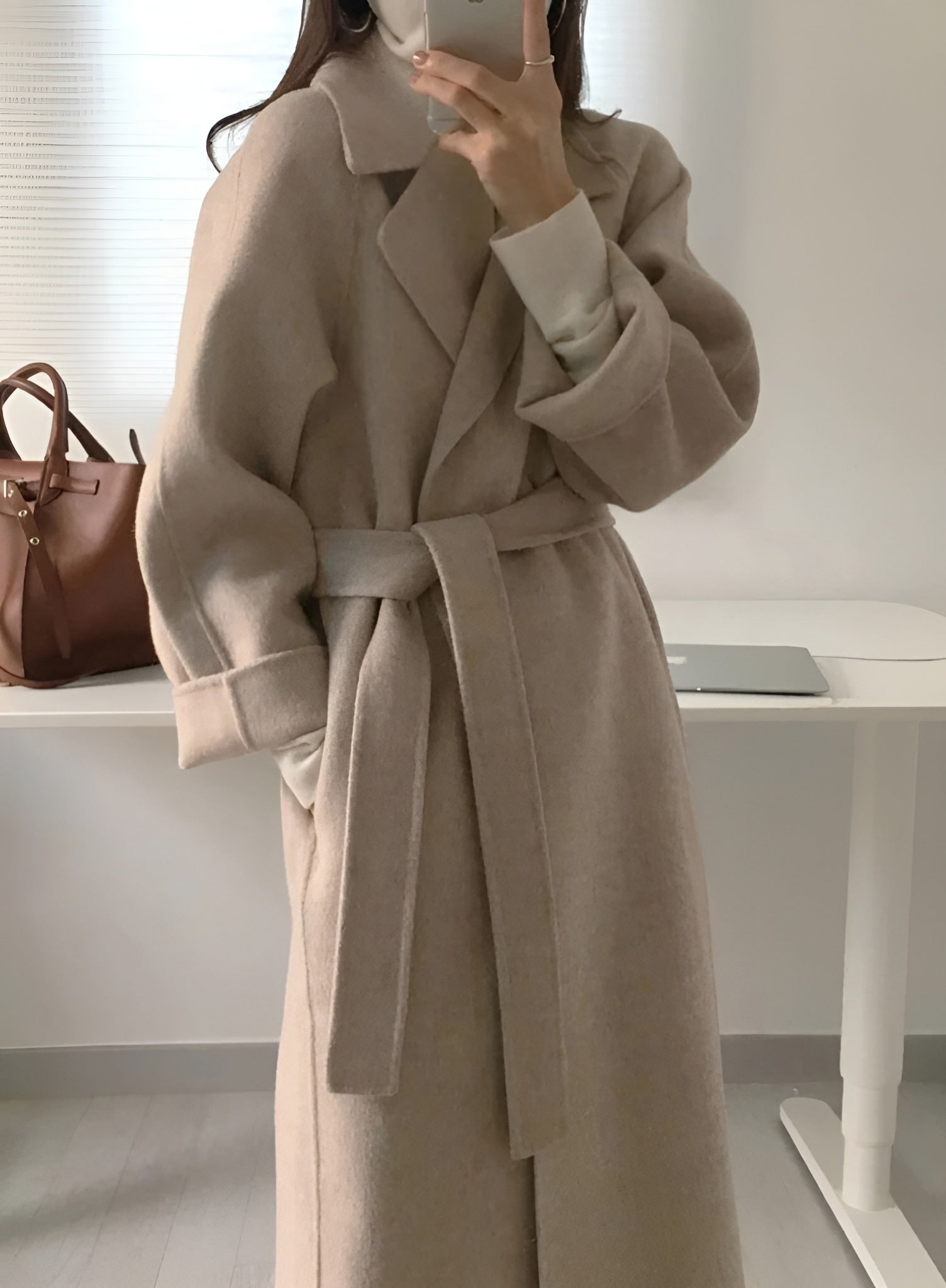 Women's Wool-Blend Belted Coat – Longline