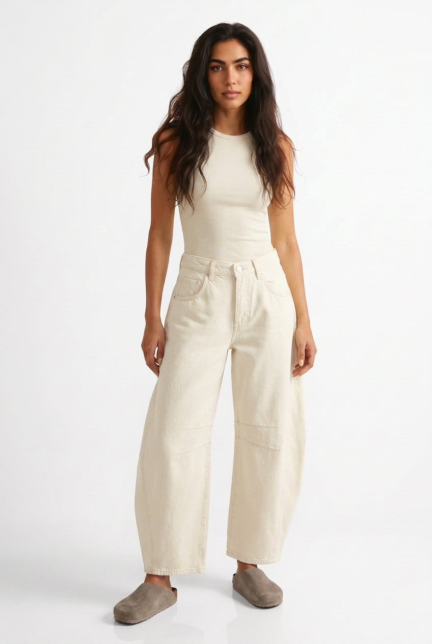 Women's Barrel Leg Jeans – High Waist Relaxed Fit
