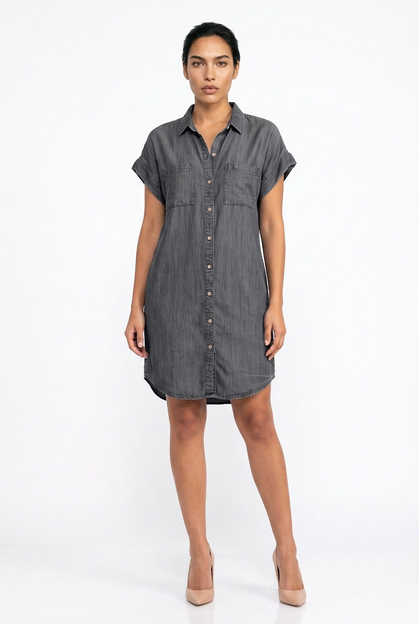 Women's Denim Shirt Dress – Button-Down Mini Shirt Dress