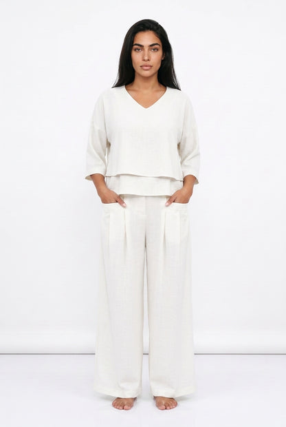 Women's Oversized Co Ord Set – Long Sleeve Top & Wide Leg Trousers