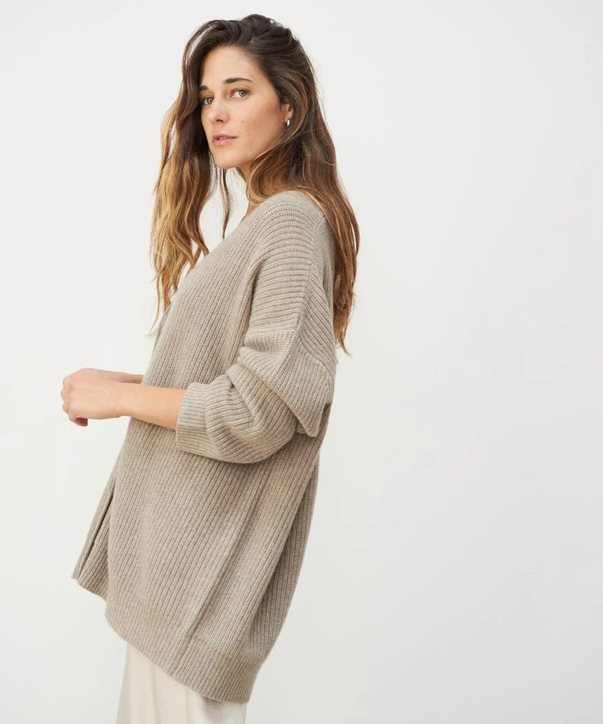 Women's Ribbed Knit Cardigan – Oversized Fit