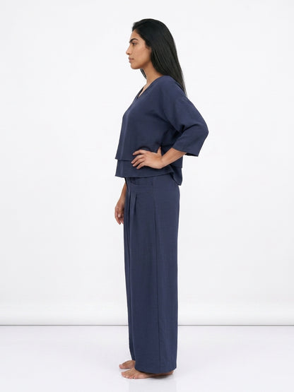Women's Oversized Co Ord Set – Long Sleeve Top & Wide Leg Trousers