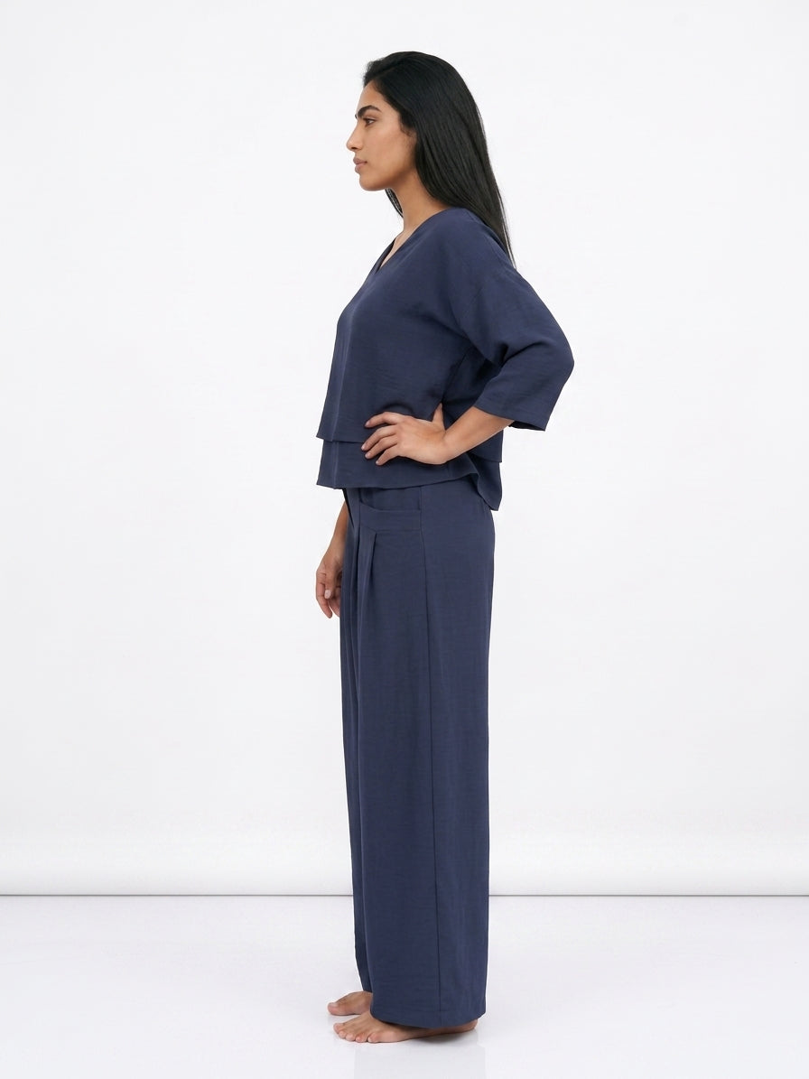 Women's Oversized Co Ord Set – Long Sleeve Top & Wide Leg Trousers