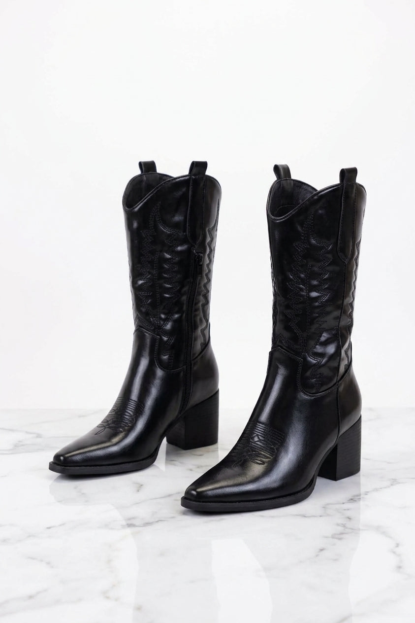 Women's Western Cowboy Boots – Pointed Toe Block Heel Boots
