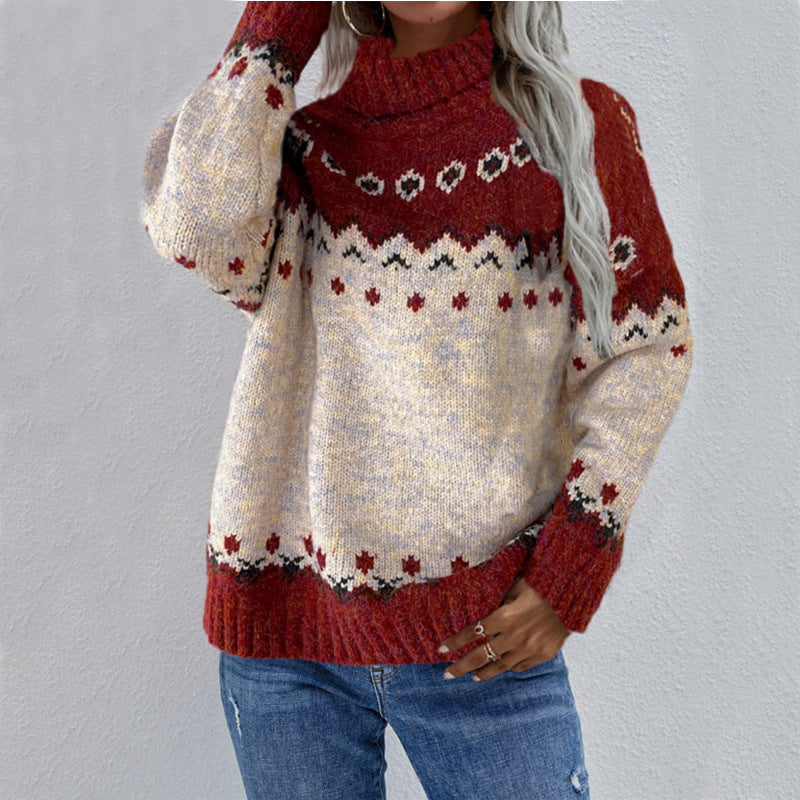 Women's Fair Isle Knit Jumper – Turtleneck Winter Jumper