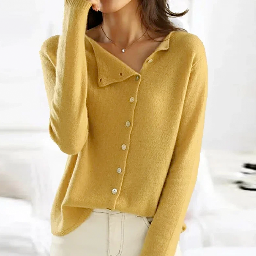 Women's Asymmetric Button Jumper, Long Sleeve