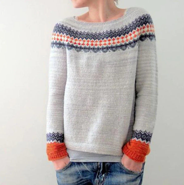 Women's Fair Isle Knit Jumper – Boat Neck Colourwork Sweater